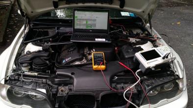 M3 Engine Bay, Laptop, and Scope